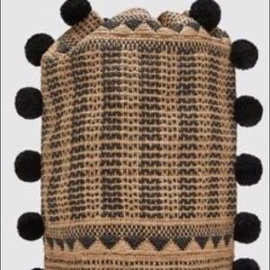 Zara NWOT Straw Pom Pom Backpack Retails $49.99